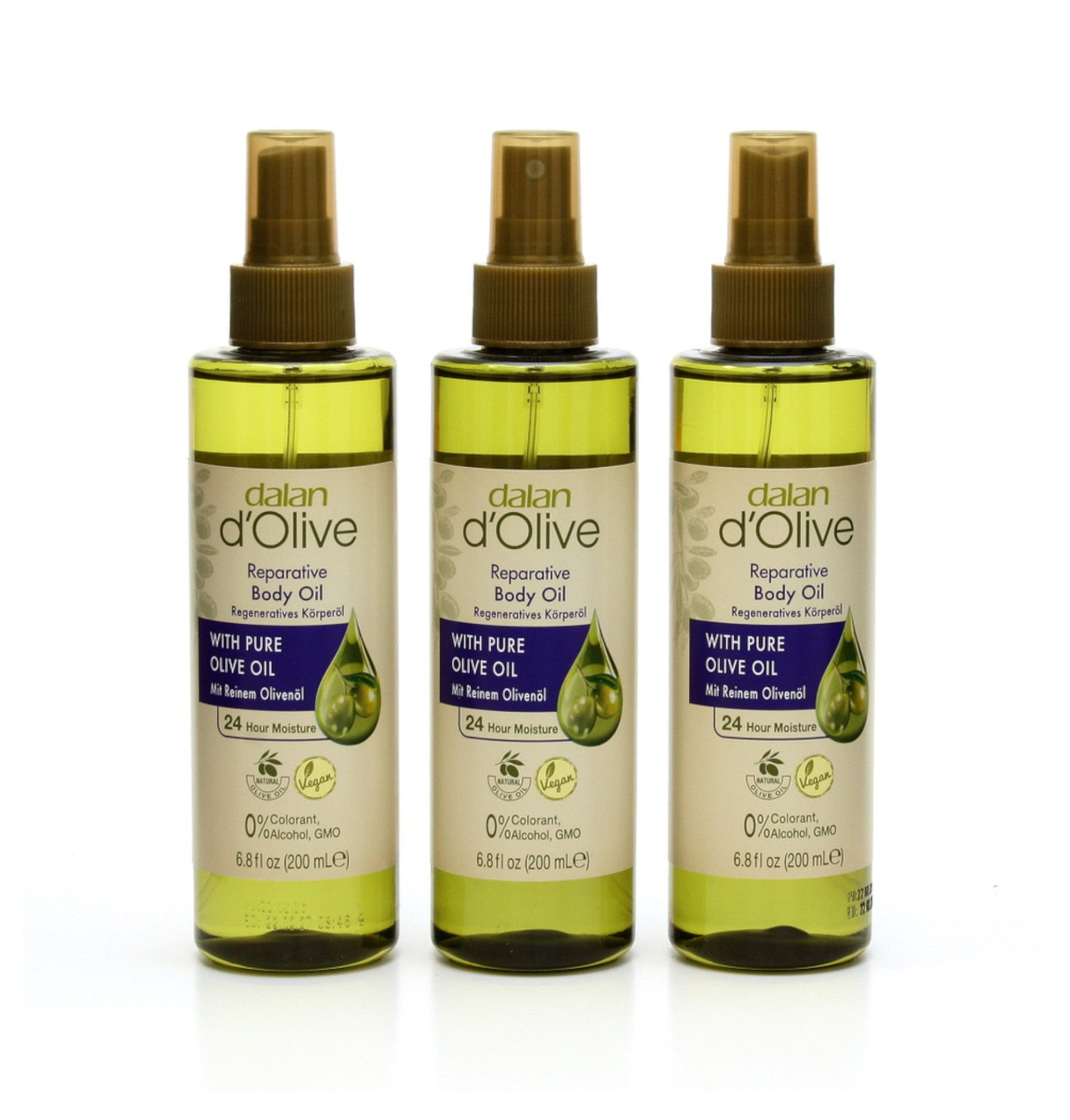 dalan d'Olive - Olivenöl Pflege - Körperöl Massageöl in Sprühflasche 3 x 200ml | HEDO Beauty