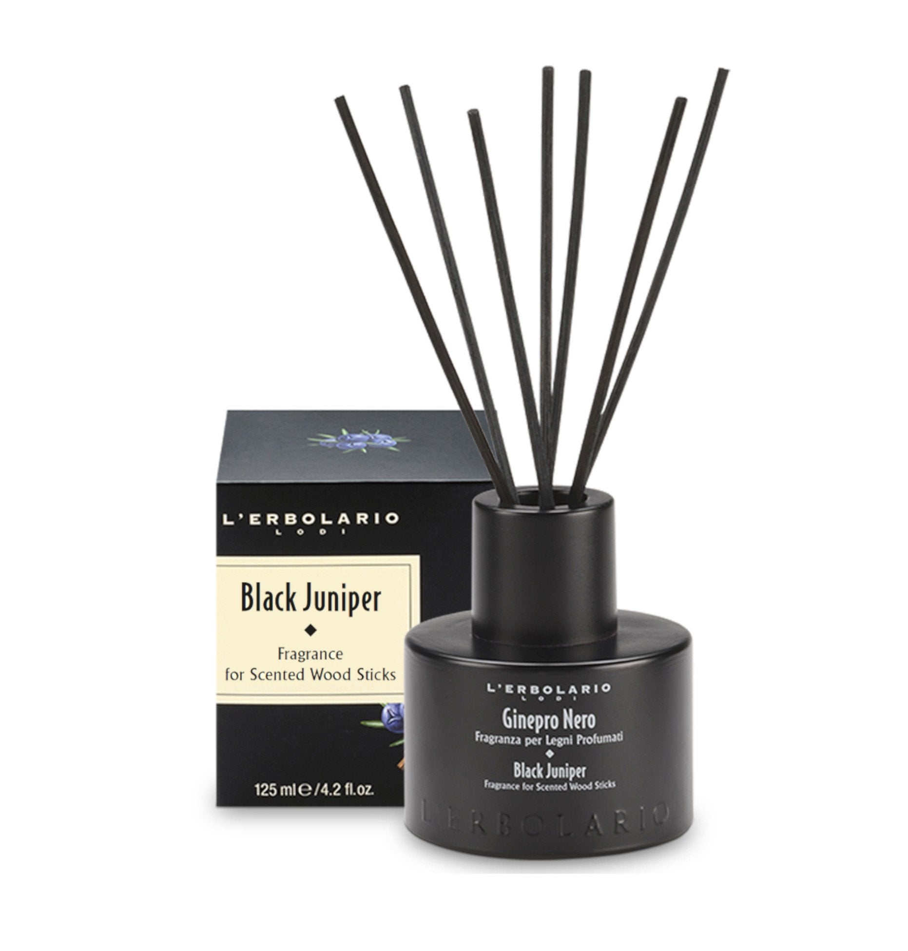 L'Erbolario - GINEPRO NERO - Raumduft mit Holzstäbchen 125ml | HEDO Beauty