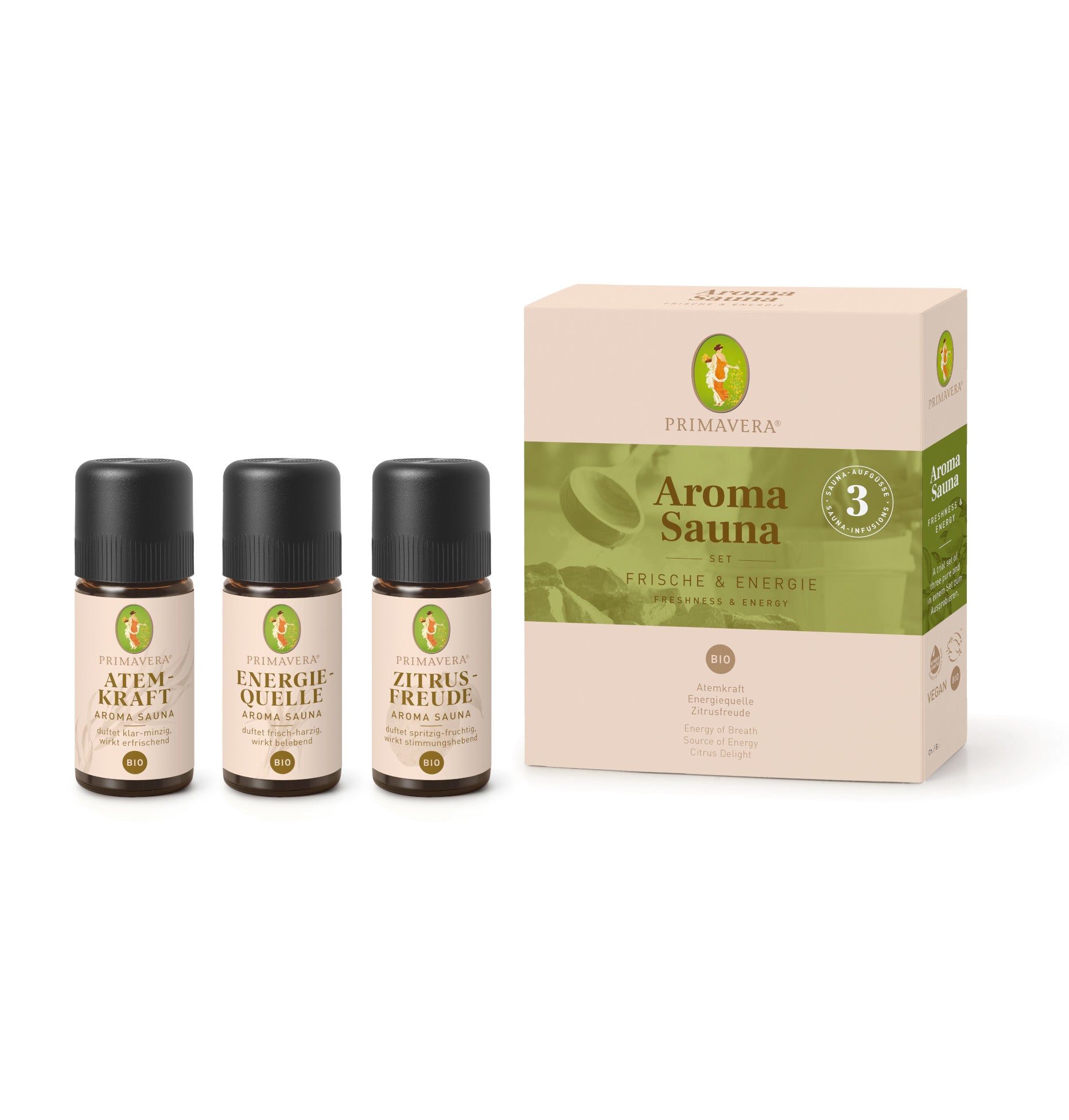 PRIMAVERA - Aroma Sauna bio - Set Frische & Energie 3 x 10ml | HEDO Beauty