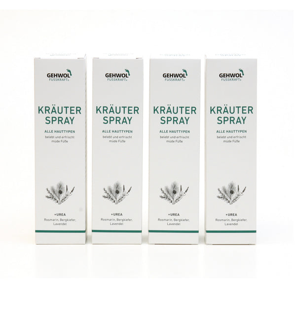 GEHWOL - FUSSKRAFT - Kräuter Spray 4 x 150ml + 3 Geschenke