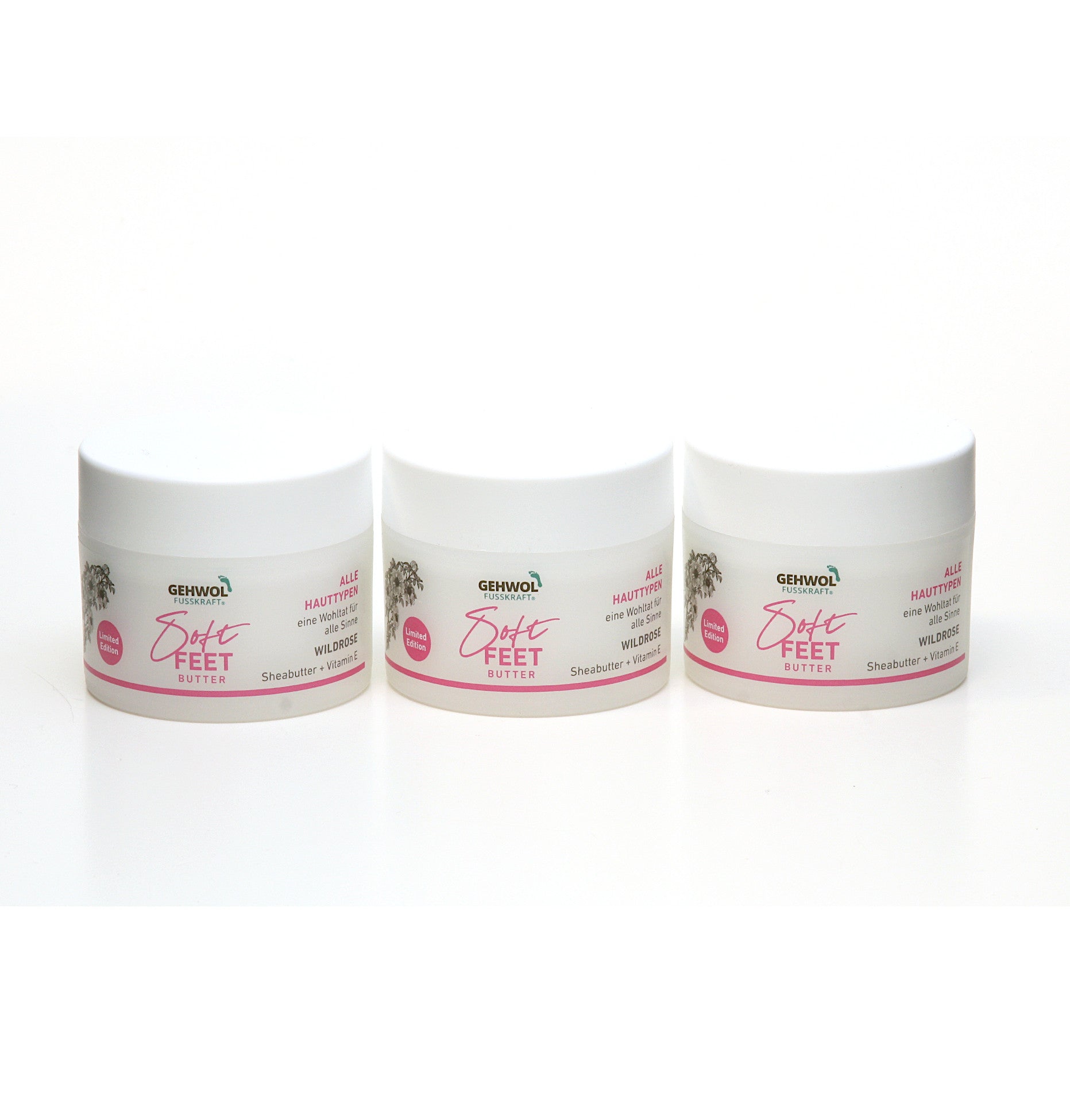 GEHWOL - FUSSKRAFT - Soft Feet Butter Wildrose 3 x 50ml LIMITED EDITION | HEDO Beauty
