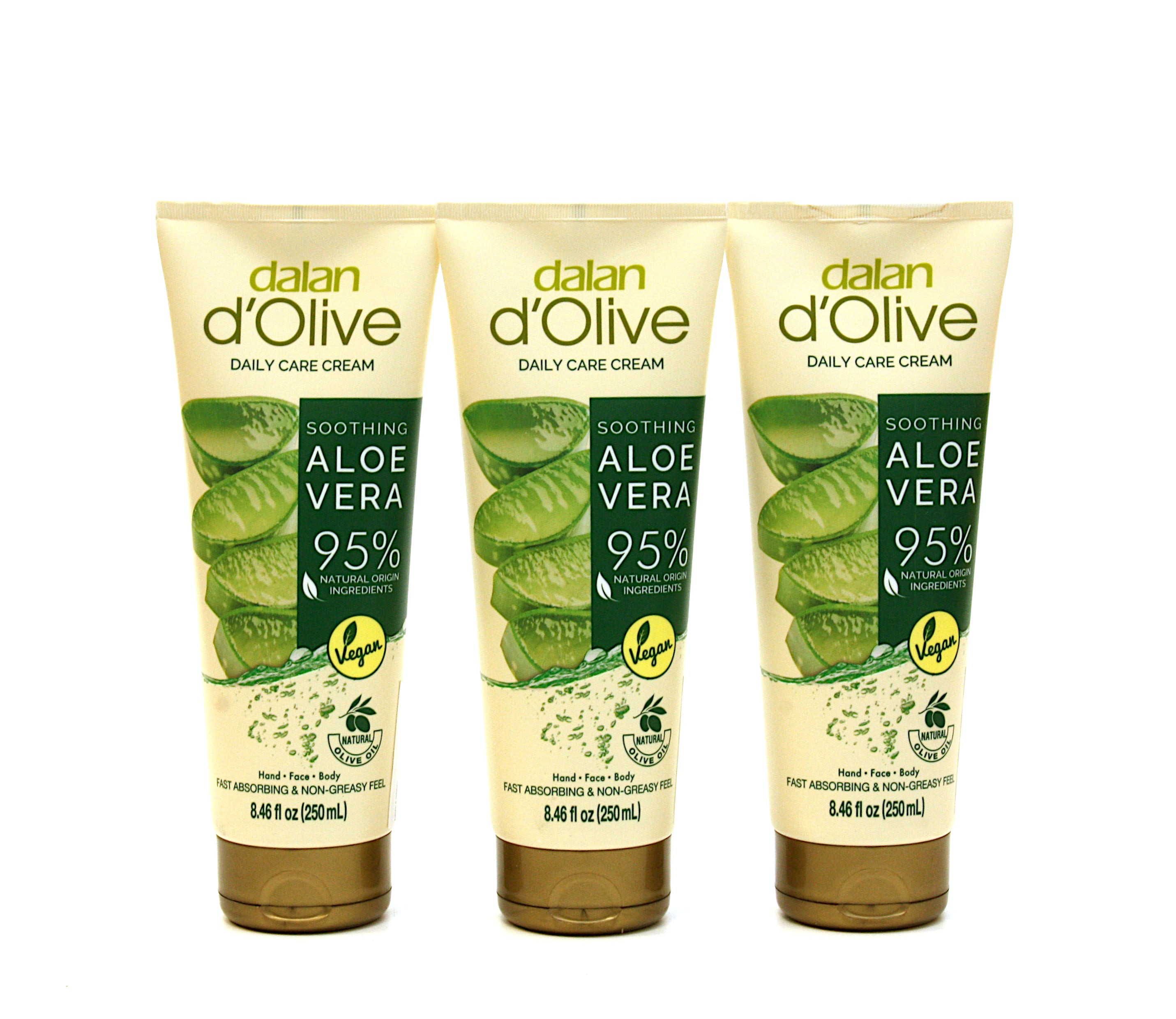 dalan d'Olive - Olivenöl Pflege - ALOE VERA Hand-& Körpercreme 3 x 250ml | HEDO Beauty